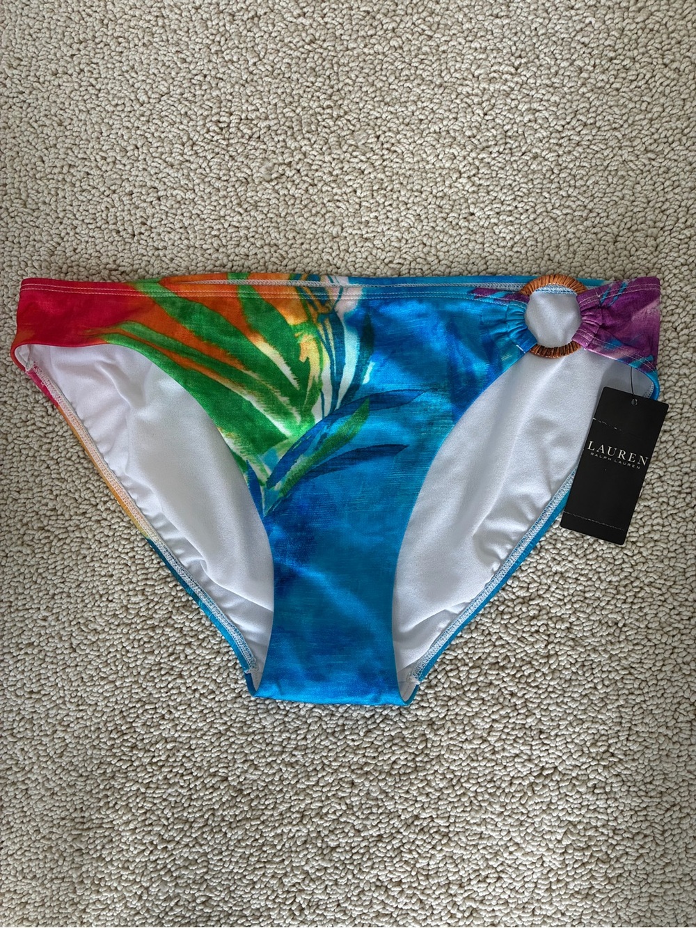 NWT Lauren Ralph Lauren Island Tropical Rattan Ring Hipster Bikini Bottom